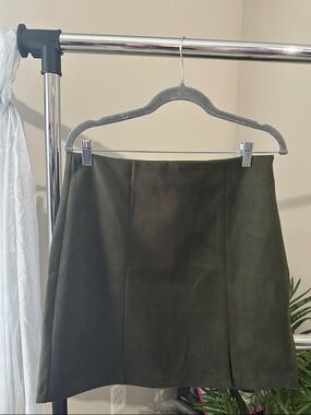 LOFT Olive Green Suede-Look Mini Skirt
